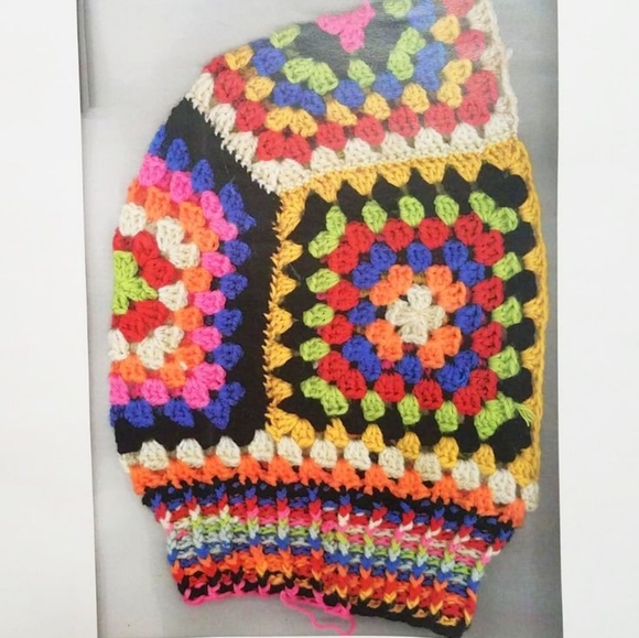 Balaclava Granny Square vintage hat handmade crochet - Picture 5 of 13